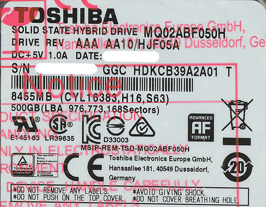 【新品】TOSHIBA ノート用HDD 2.5inch　MQ02ABF050H　500GB