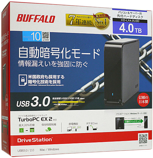 【新品】BUFFALO 外付HDD　USB3.0対応 4TB　HD-LX4.0U3D