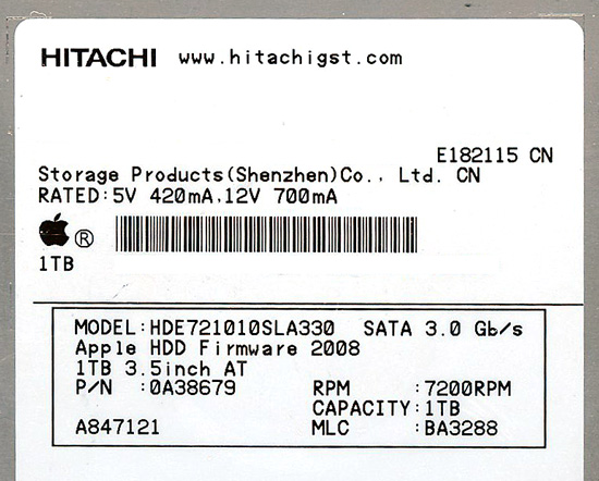 【新品】HITACHI製HDD　HDE721010SLA330　1TB SATA300 7200