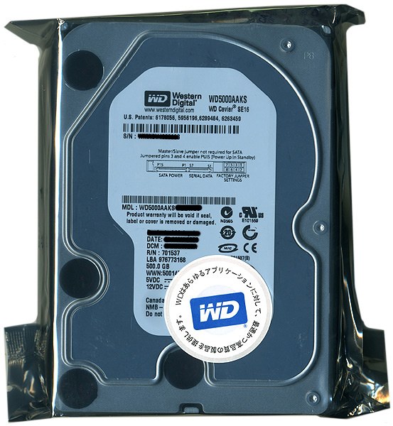 【新品】Western Digital製HDD WD5000AAKS 500GB SATA300