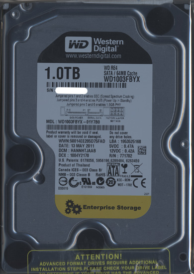 【新品】Western Digital製HDD　WD1003FBYX　1TB SATA300 7200