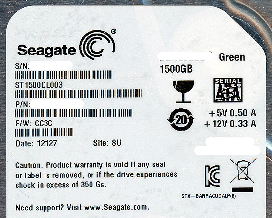 【新品】SEAGATE製HDD　ST1500DL003　1.5TB SATA600 5900