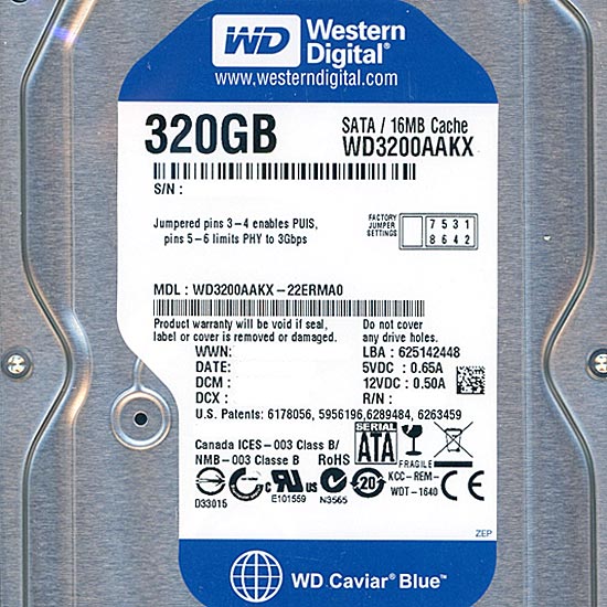 【新品】Western Digital製HDD　WD3200AAKX　320GB SATA600 7200