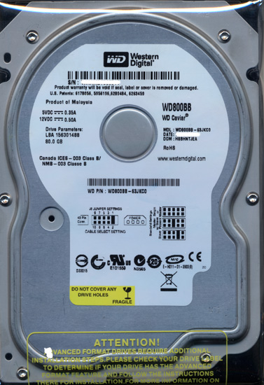 【新品】Western Digital製HDD WD800BB 80GB U100 7200