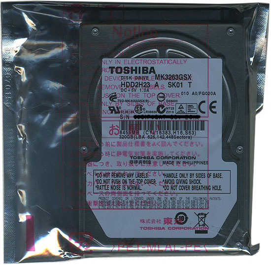 【新品】TOSHIBA(東芝) ノート用HDD 2.5inch　MK3263GSX　320GB