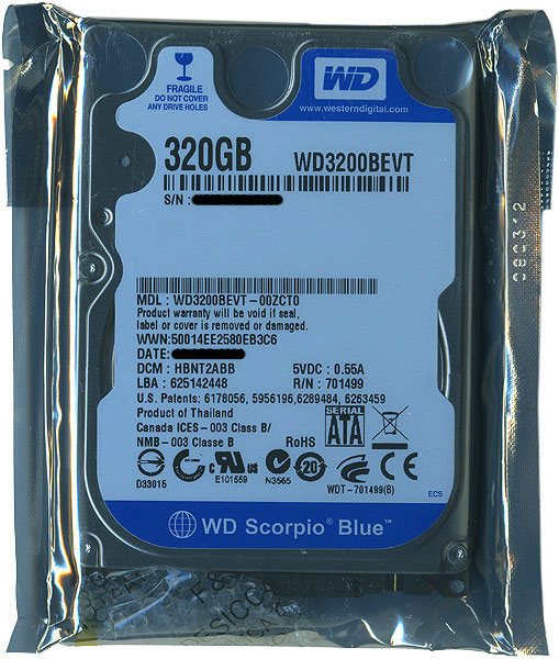 【新品】WesternDigital HDD 2.5inch　WD3200BEVT　320GB 9.5mm