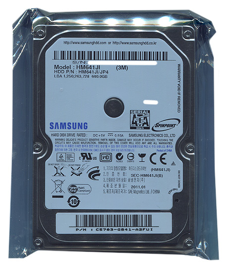 【新品】Samsung製 ノート用HDD 2.5inch　HM641JI　640GB 9.5mm