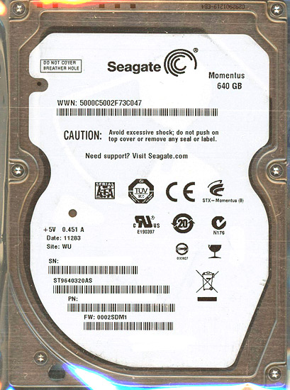 【新品】SEAGATE ノート用HDD 2.5inch　ST9640320AS　640GB