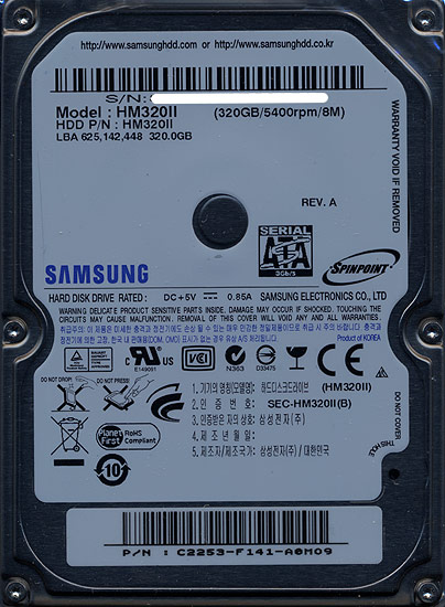 【新品】Samsung製 ノート用HDD 2.5inch HM320II 320GB 9.5mm