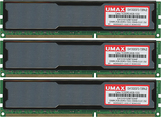 【中古】UMAX　Cetus TCDDR3-6GB-1333　DDR3 PC3-10600 2GB 3枚組