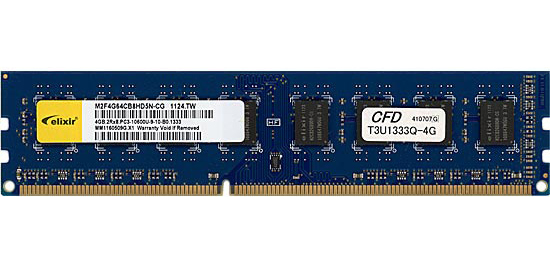 【中古】CFD ELIXIR　デスクトップ用 T3U1333Q-4G　DDR3 PC3-10600 4GB　1枚のみ