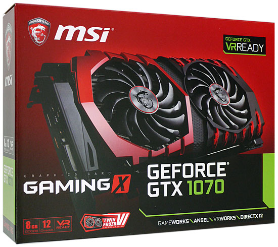 【中古】MSI製グラボ　GTX 1070 GAMING X 8G　PCIExp 8GB 元箱あり