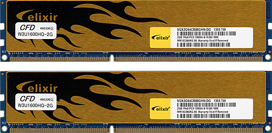 【中古】CFD ELIXIR　デスクトップ用 W3U1600HQ-2G　DDR3 PC3-12800 2GBx2枚組