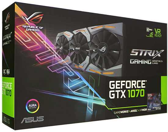【中古】ASUS製グラボ　ROG STRIX-GTX1070-O8G-GAMING 元箱あり