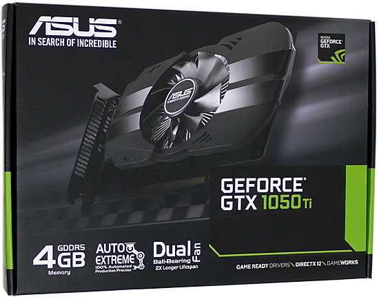 【中古】ASUSグラボ　PH-GTX1050TI-4G　PCIExp 4GB 元箱あり