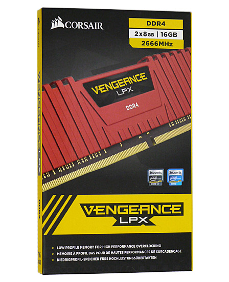 【中古】Corsair　CMK16GX4M2A2666C16R　DDR4 PC4-21300 8GB 2枚 元箱あり