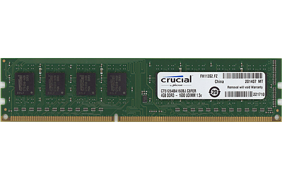 【中古】Crucial　CT51264BA160BJ　DDR3 PC3-12800 4GB