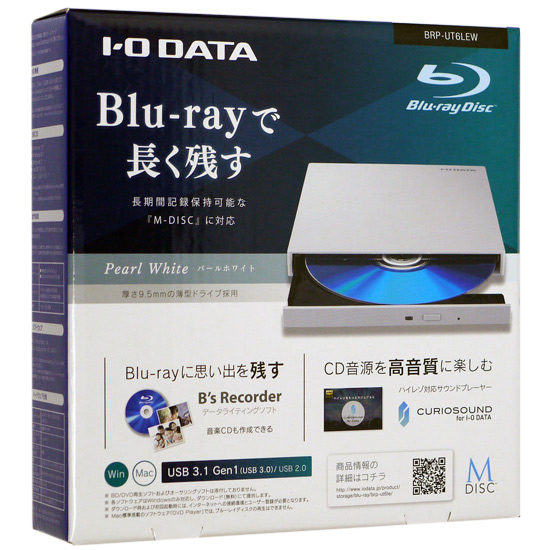 【中古】I-O DATA製 ポータブルBlu-rayドライブ BRP-UT6LEW 元箱あり