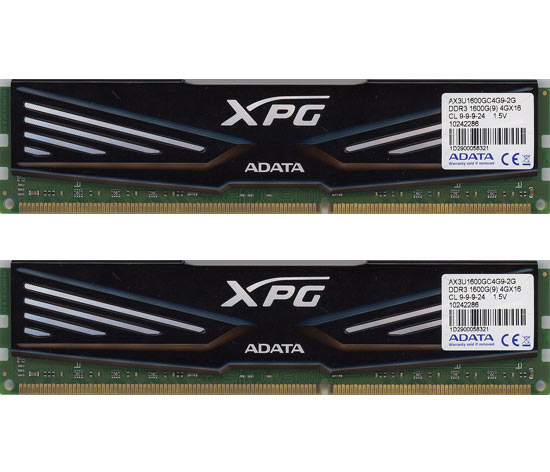【中古】ADATA　デスクトップ用 AX3U1600GC4G9-2G　DDR3 PC3-12800 4GB 2枚組