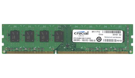 【中古】Crucial CT51264BA160B DDR3 PC3-12800 4GB