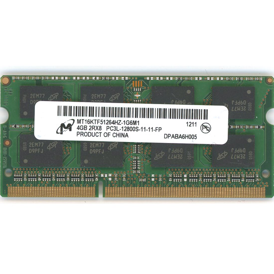 【中古】Micron MT16KTF51264HZ-1G6M1 SODIMM DDR3 PC3L-12800S 4GB