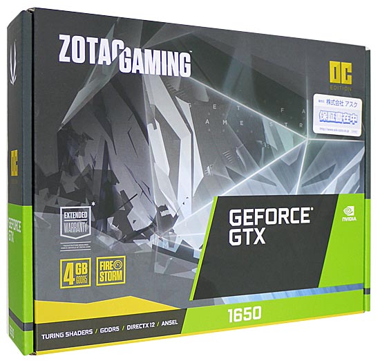 【中古】ZOTAC　GAMING GeForce GTX 1650 OC ZT-T16500F-10L　PCIExp 4GB 元箱あり