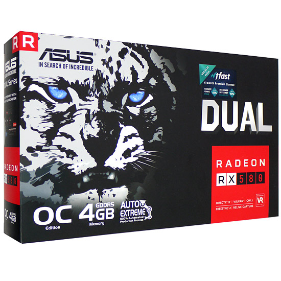 【中古】ASUSグラボ　DUAL-RX580-O4G　PCIExp 4GB 元箱あり