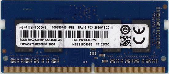 【中古】RAMAXEL RMSA3270ME86H9F-2666 S.O.DIMM DDR4 PC4-2666V 4GB
