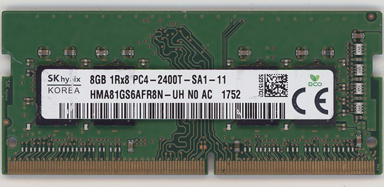 【中古】SK hynix製　HMA81GS6AFR8N-UH N0 AC　S.O.DIMM DDR4 PC4-2400T 8GB