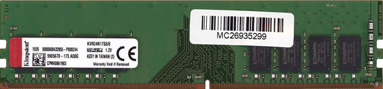 【中古】Kingston製　KVR24N17S8/8　DDR4 PC4-19200 8GB