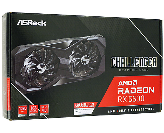 【中古】ASRock製グラボ　Radeon RX 6600 Challenger D 8GB　PCIExp 8GB 元箱あり
