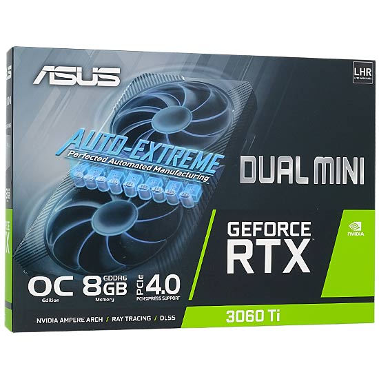 【中古】ASUS製グラボ　DUAL-RTX3060TI-O8G-MINI-V2　PCIExp 8GB 元箱あり