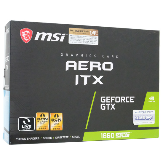 【中古】MSI製グラボ　GeForce GTX 1660 SUPER AERO ITX　PCIExp 6GB 元箱あり