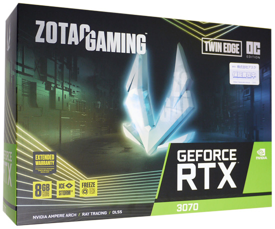 【中古】ZOTAC製グラボ　GAMING GeForce RTX 3070 Twin Edge OC ZT-A30700H-10P　PCIExp 8GB 元箱あり