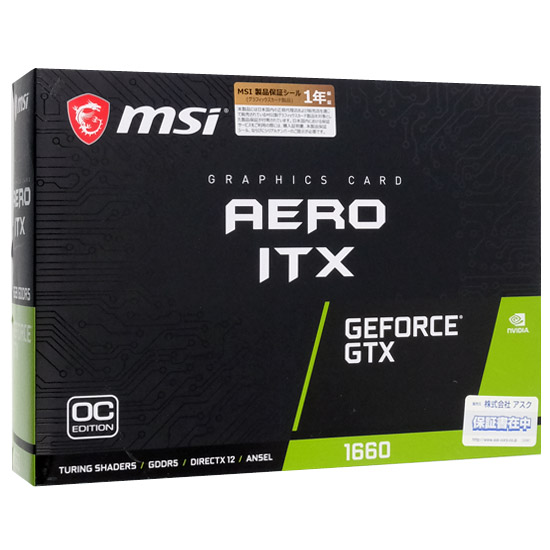 【中古】MSI製グラボ　GeForce GTX 1660 AERO ITX 6G OC　PCIExp 6GB 元箱あり