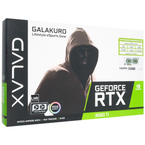 【中古】玄人志向グラボ　GALAKURO GK-RTX3060Ti-E8GB/WHITE/LHR　PCIExp 8GB 元箱あり