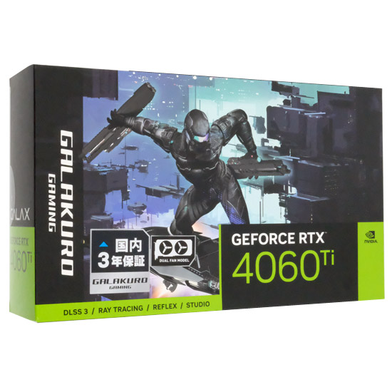 【中古】玄人志向グラボ　GALAKURO GAMING GG-RTX4060Ti-E8GB/OC/DF　PCIExp 8GB 元箱あり