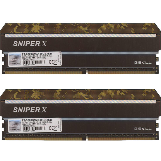 【中古】G.Skill　デスクトップ用 F4-3200C16D-16GSXKB　DDR4 PC4-25600 8GB 2枚組