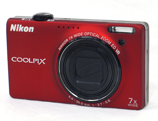 【中古】Nikon製　デジカメ COOLPIX S6000　レッド/1420万画素　液晶画面いたみ