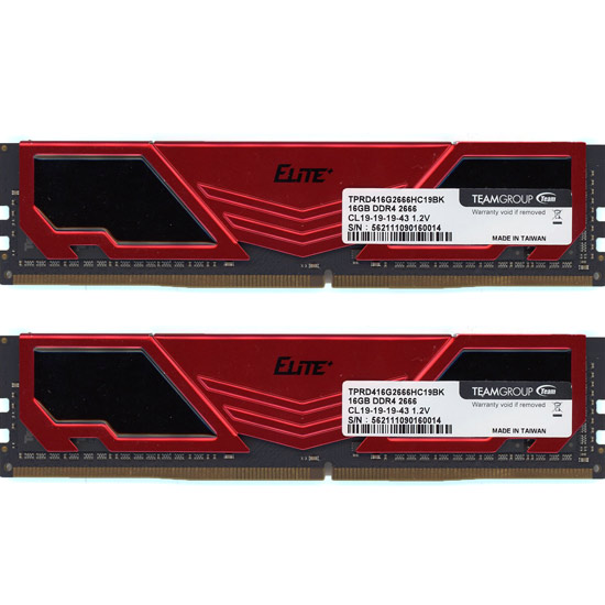 【中古】Team　TPRD416G2666HC19BK　DDR4 PC4-21300 16GB 2枚組