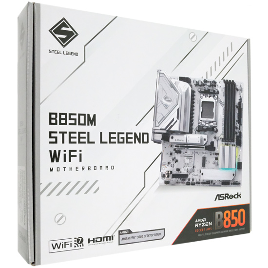【中古】ASRock製 MicroATXマザボ　B850M Steel Legend WiFi　SocketAM5　訳あり 元箱あり