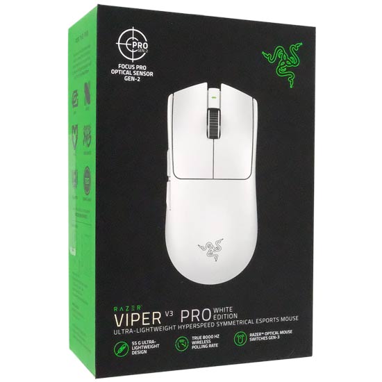 【中古】Razer　ゲーミングマウス Viper V3 Pro　RZ01-05120200-R3A1　White 元箱あり