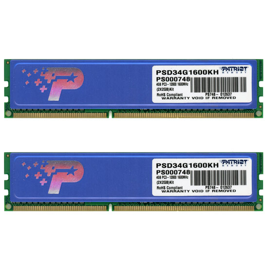 【中古】Patriot Memory　PSD34G1600KH　DDR3 PC3-12800 2GB 2枚組