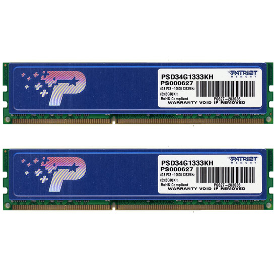 【中古】Patriot Memory　PSD34G1333KH　DDR3 PC3-10600 2GB 2枚組