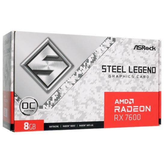 【中古】ASRock製グラボ　Radeon RX 7600 Steel Legend 8GB OC　PCIExp 8GB 元箱あり