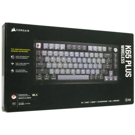 【中古】Corsair　ワイヤレスゲーミングキーボード K65 PLUS WIRELESS　CH-91D401L-JP 元箱あり