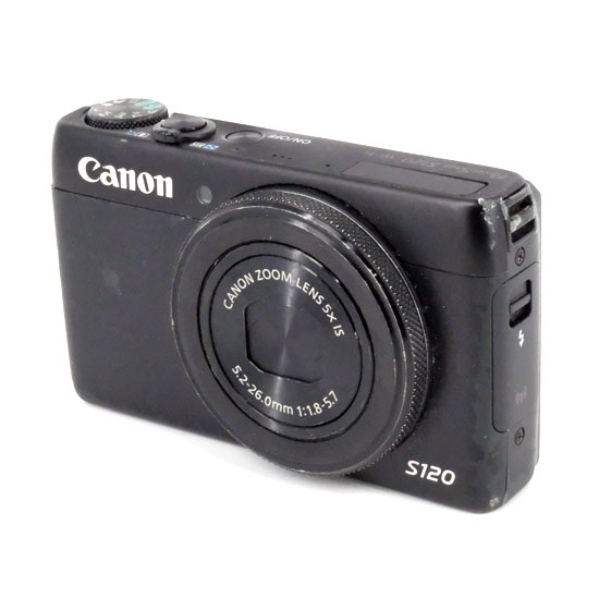 【中古】Canon製　PowerShot S120　ブラック　1210万画素　本体・液晶画面いたみ