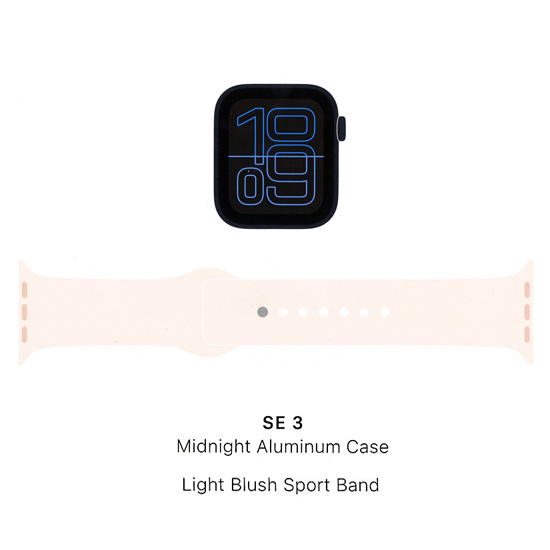 【中古】Apple Watch SE 3 44mm MEP34J/A　ミッドナイトアルミニウムケース/ライトブラッシュスポーツバンド M/L　未使用