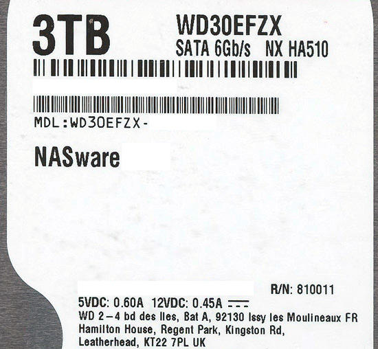 【中古】Western Digital製HDD　WD30EFZX　3TB SATA600 5400　6000〜7000時間以内