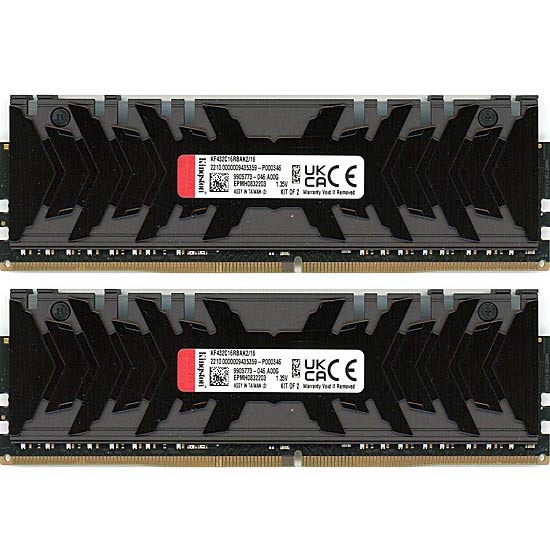 【中古】Kingston製　KF432C16RBAK2/16　DDR4 PC4-25600 8GB 2枚組